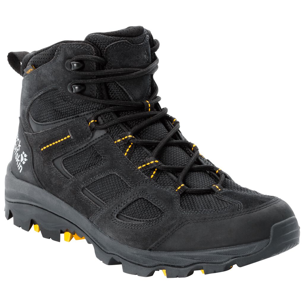 Jack Wolfskin VOJO 3 TEXAPORE MID Férfi Túracipő Fekete/Sárga - YNKZDA-158